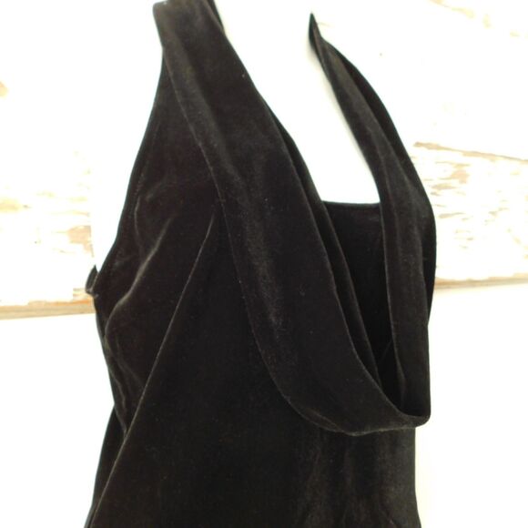 Vintage Medium Jessica McClintock Black Velvet Top Formal Racerback Cowl Y2K NWT - Picture 4 of 12